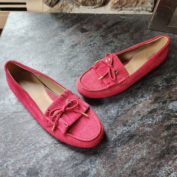Lands' End Red Suede Loafers Size 8.5B - Picture 2 of 15
